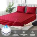 Waterproof Mattress Protector - Queen Size Mattress Pad Silent & Fitted Sheet Style | Full Bed Protection for Kids, Pets, Adults | Hypoallergenic, Machine Washable (Red, Queen)