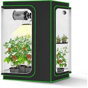 MELONFARM 2-in-1 Grow Tent, 48"X36"X72" High Reflective Diamond Mylar with Multi-Chamber and Floor Tray for Hydroponic Indoor Growing
