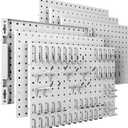 Spampur Peg Board, 6 Pack Metal Pegboard Panels White Pegboards Wall Organizer with 50 Hooks, Heavy Duty Peg Board for Walls Home, Garage Tool Storage, Office Organization, Craft Room, Kitchen