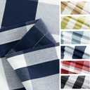 VOGOL Buffalo Check Valance for Kitchen Windows, Easy Care Linen Blend Curtain Panels for Bedroom, Charming Window Covering for Kitchen or Bathroom, 52x18 Inches, 1 Panel, Navy Blue