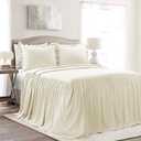 Lush Decor Ruffle Skirt Bedspread Set - 3 Piece Luxurious Farmhouse Bedding Set - Elegant, Charming Ruffle Detail - Timeless Style & Classic Design - Soft and Lightweight - Full, Ivory