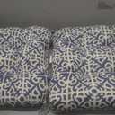 20x20 Square Tufted Outdoor Seat Cushion, Reversible Patio Chair Cushion with Ties, Durable Polyester Fabric, Eco-Friendly Recycled Fill, Weather-Resistant – Indigo Blue Lattice, Set of 2