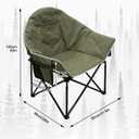 Oversized Camping Chair, Portable Folding Moon Chair with Side Pocket, Heavy Duty Outdoor Camping Chair for Adults, 400lbs Support (Green), 37 inches x 23 inches x 22 inches