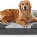 FURTIME Orthopedic Dog Beds Large Sized Dog, XL Washable Dog Sofa Bed for Large Dogs, Comfy Supportive Egg-Crate Foam Pet Couch Bed with Removable Cover, Waterproof Lining and Nonskid Bottom (42.0''Lx32.0''Wx6.5''Th, Grey)