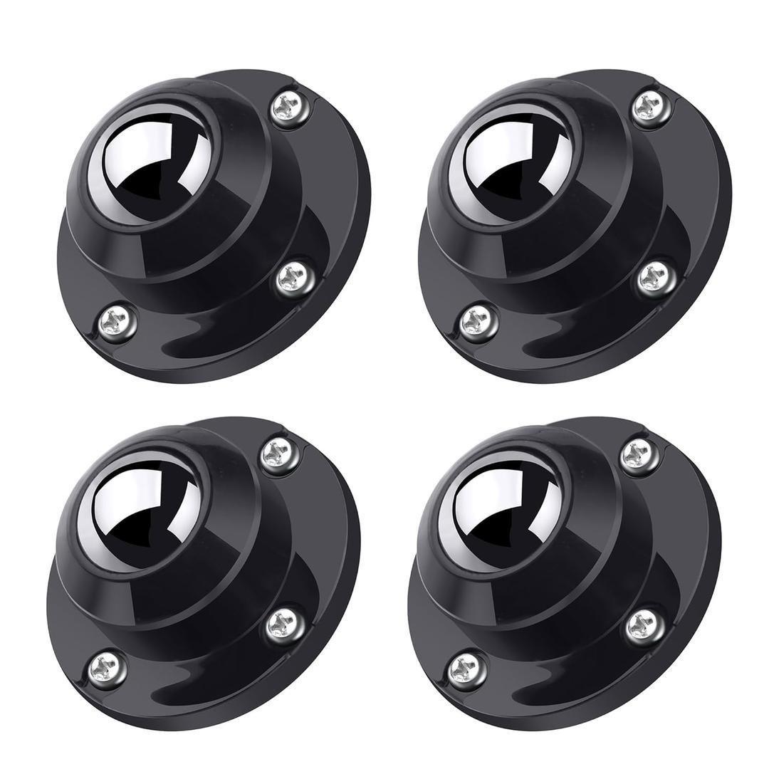 PlusRoc 4 Pack 1 Inch Self Adhesive Paste Caster Wheels for Furniture Kitchen Appliance Rollers, Load Capacity 28LBS Per Wheel, Low Profile Swivel Wheels for Bucket Storage Bins