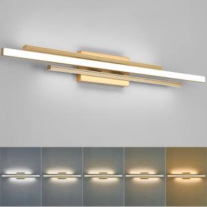 Modern Gold Vanity Light Bathroom Wall Light Fixtures Over Mirror 35 Inch Long Dimmable 3-Light LED Bathroom Wall Lighting 5CCT(3000K/ 3800K/ 4500K/ 5200K/ 6000K)