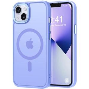 Thomo Strong Magnetic for iPhone 13 Case & iPhone 14 Case [Compatible with Magsafe] Translucent Matte Slim Shockproof Women Girl Anti-Fingerprint Protective Case for iPhone 14/13 6.1", Light Purple Pack of 3