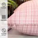MIULEE Outdoor Waterproof Throw Pillow Covers Decorative Farmhouse Water Resistant Cushion Covers for Tent Patio Garden Couch Sofa Pack of 2, 18x18 Inch Pink