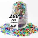 1 LB Mixed Color Flat Glass Beads, 160-180PCS Small Glass Marbles, Mini Flat Round Pebbles for Vase Filler and Floral, Fish Tank Rocks Decorative Gemstones for Home and Aquarium Dcor