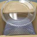 Hoolerry 100 Pack Clear Charger Plates Bulk 13 Inch Acrylic Round Dinner Charger Plates Beaded Frosted Grain Dinner Decorative Dishes for Wedding Party Events Home Kitchen Tabletop, (Clear,Beads)