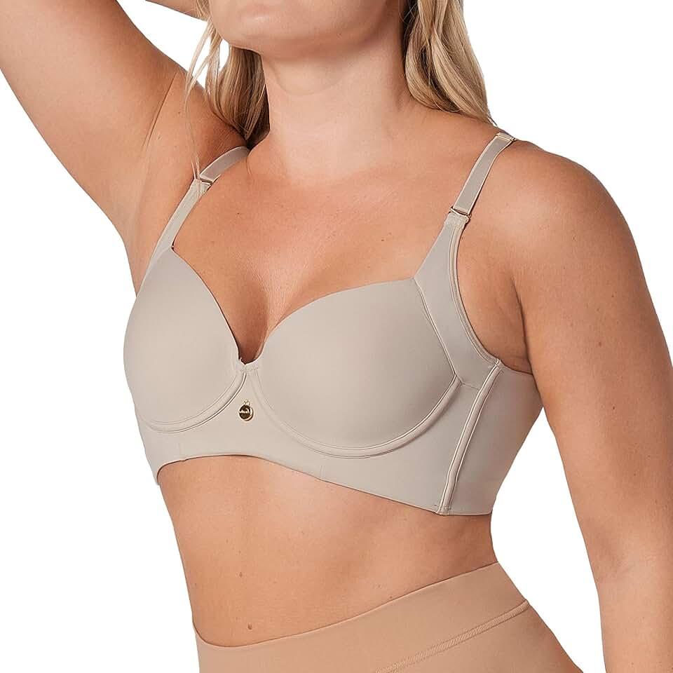Leonisa High Profile – Back Smoothing Bras for Women, Full Coverage Underwire Bra, Adjustable Hook & Eye Closure 36