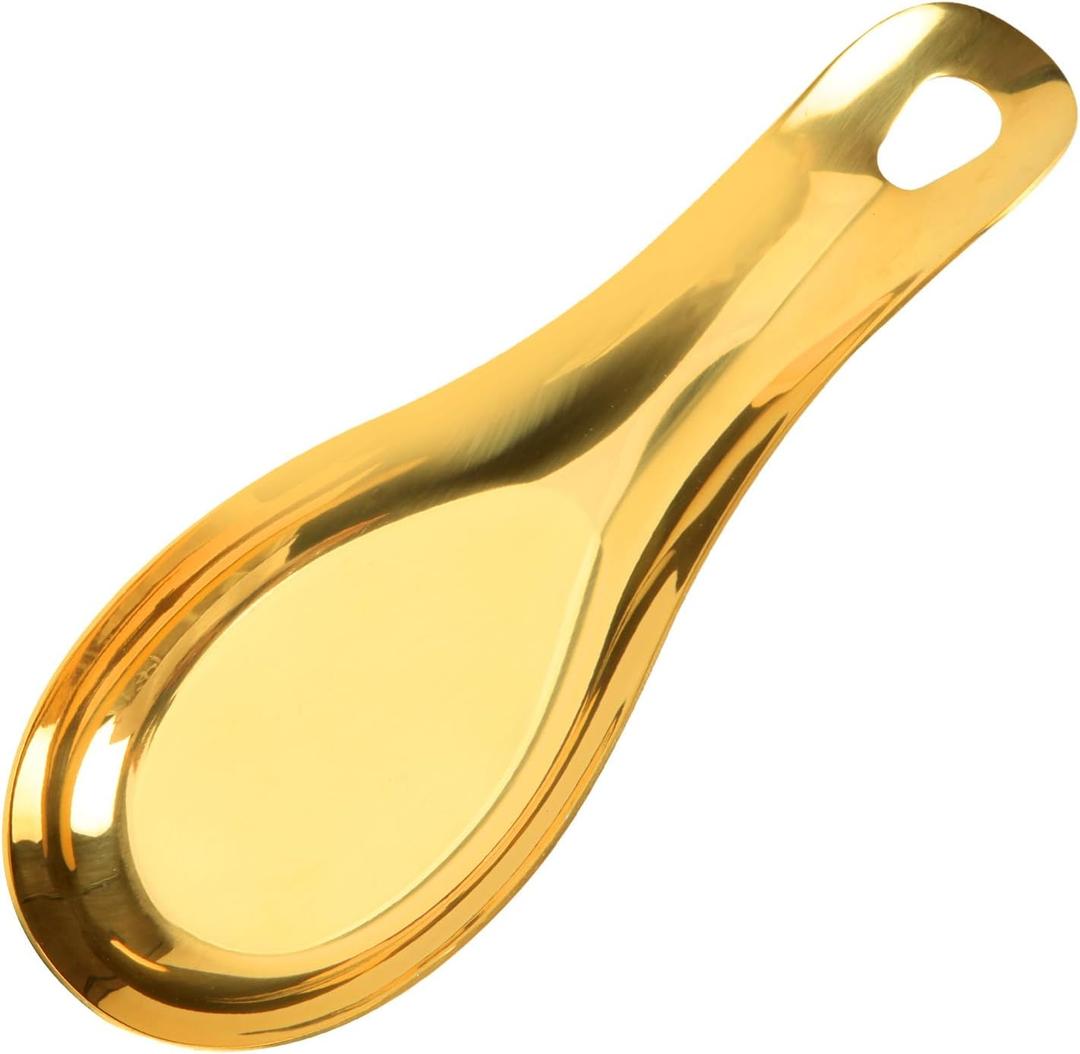Snailhouse Spoon Rest, Stainless Steel Cooking Coffee Spoon Spatula Ladle Utensil Holder for Stove Top Kitchen Counter, Gold