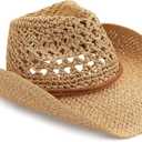 Adult Sun Straw Western Cowboy Hat (One Size, Khaki)
