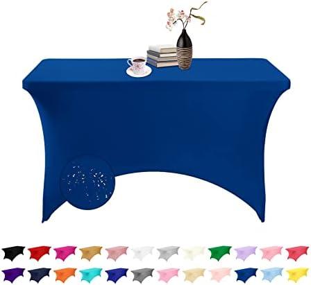 Spandex 4ft Waterproof Table Cover for Party, Wedding, Banquet, and Events(Classic blue) Pack Of 2