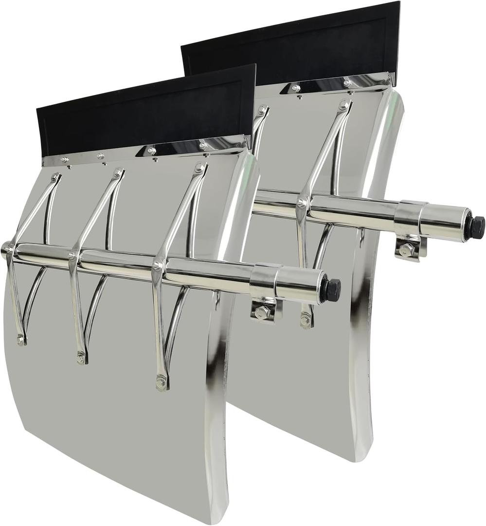 24"x31" Stainless Steel Quarter Fender Set Mud Flap Hangers with Single Bolt Mounting Bracket Fit for Semi Truck Trailer, 2 Pack