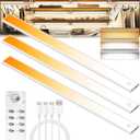 134 LED Under Cabinet Lights Wireless with Full Lighting,Rechargeable Closet Lights with Remote and Motion Sensor Indoor,Under Counter Light with CCT and Dimmable for Kitchen,Stair(3 Pack,15.7inch) (Silver)