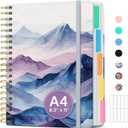 Large Spiral Lined Notebooks for Work with Removable Dividers & Tabs, 8.5"x11" Pretty Hardcover 5 Subject Notebook Journal for Women, College Ruled, Perfect for Study & Office Organization, 280 Pages,Distant Peaks