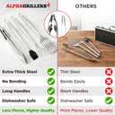 Alpha Grillers Grilling Accessories - Grilling Gifts for Men - BBQ Accessories Grill Tools Set with Spatula, Fork, Brush & Tongs - Outdoor Barbecue Utensils Gifts for Men Dad Him Boyfriend