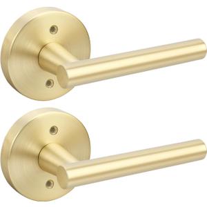 Goldenwarm Heavy Duty Zinc Alloy Dummy Handles (2 Pack) - Gold No-Turning Closet Door Levers