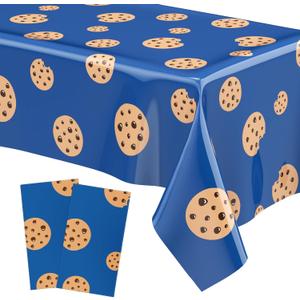 Oudain 2 Sheets Cookie Birthday Party Supplies Cookie Tablecloth 54 x 108 Inch Plastic Table Covers for Birthday Party Decorations