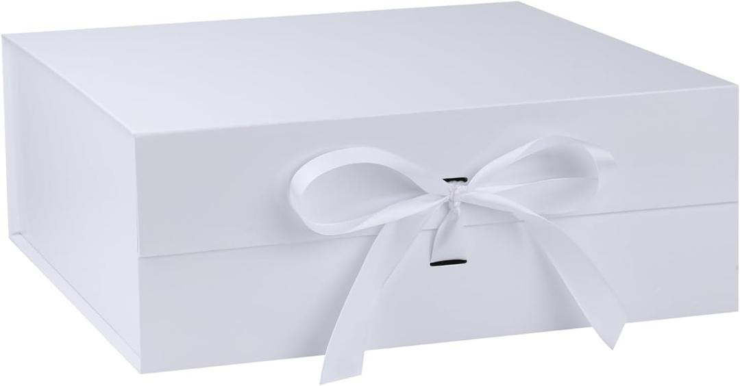 OEMVALATY White Gift Box,16x16x6 Inches Gift Boxes with Lids for Presents with Magnetic Closure and Ribbon for Wedding,Storage,Birthday, 1 count