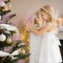 Sherika 24 Pcs Christmas Glitter Stems Artificial Pink Ornament Tree Picks for Christmas Tree Decor, DIY Crafts,Christmas Holiday Decorations, Wreath, Garland, Vase, Wedding and Home Decoration