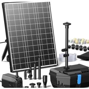 NFESOLAR Solar Water Fountain Kit, Pond Filter with 20W Solar Panel, 120 GPH Solar Water Pump, 4 Sprayers for Outdoor Pond 120-300 Gallons, Fish Tank and Garden Water Features N3212