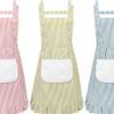 3 Pcs Aprons for Women with Pockets, Adjustable Kitchen Cooking Aprons Waterproof Bib Stripe Apron for Men Women Baking Cooking Gardening