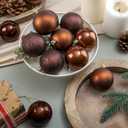 24 Pcs Brown Christmas Ball Ornaments 2.4 Inch Glitter Matte Shiny Chocolate Xmas Baubles Rustic Neutral Farmhouse Xmas Tree Hanging Decorations Modern Christmas Home Decor for Tree Holiday
