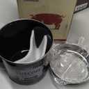 Bacon Grease Container With Strainer, 46OZ Large Enamel Grease Container, With Silicone Spatula, Farmhouse Bacon Grease Keeper, Cooking Oil Container For Kitchen Fat Storage, Dishwasher Safe-Black