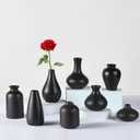 Small Black Vases Set of 8 - Mini Ceramic Bud Vases for Flowers, Pampas Grass, Rustic and Modern Home Decor, Perfect for Living Room, Table Centerpieces, Black Vases Home Decor, Bathroom Decor