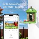Smart Bird Feeder with Camera Outdoor Birdhouse: AI Identifies 11000+ Species, 2K HD with Arrival Alerts, Attracts Hummingbirds, Dual Squirrel-Proof, Solar Powered, Gifts for Bird Lovers Mom Dad