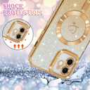 NITITOP Compatible with iPhone 12 Case Cute Clear Glitter [Compatible for MagSafe] Plating Heart Sparkle Bling Magnetic Girl Women Electroplated Frame Camera Protection Back Cover - Gold