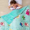 Sivio Weighted Blanket 5 lbs, Super Soft Crystal Velvet & Minky Dots Cartoon Patterns Reverise Heavy Throw, Heavy Blankets, 36 x 48 Inch Green Shark
