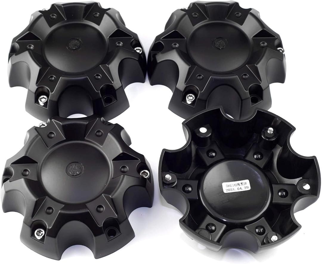 5.55in Wheel Center Caps for Ballistic Center Hubcaps, 4 Pack Glossy Black Center Cover Replacement, 6 lugs