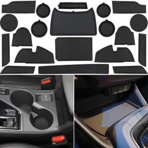 Center Console Liner for Subaru Crosstrek Accessories 2024 2025 2026, for Impreza Cup Holder Mat, Coaster Trim, Non-Slip Dust Interior, Door Slot Pad, Rubber Decoration Insert (20pcs, Black)