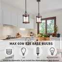Farmhouse Pendant Light in Wood and Metal Cage, Rustic Brown Wood Pendant Light with Glass, Adjustable Hanging Light Fixtures, Mini Pendant Lighting for Kitchen Island, Hallway, Foyer, 1 Pack