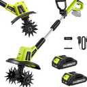 Saker 22V Cordless Electric Garden Tiller Cultivator, Lightweight Rototiller for Gardening, 9-Inch Tilling Width, 6.3-Inch Depth for Soil Preparation, Weeding, and Gardening 2 Batteries SK-TC18B