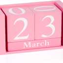 Notakia Pink Decor Wooden Desk Blocks Calendar Perpetual Block Cute Office Pink Desk Accessories Preppy Room Decor for Women