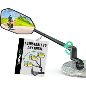 RBRL Bicycle Mirror, Aluminum Alloy Bike Mirror Handlebar Mount, Anti-shake & Break-proof, Foldable HD Real Glass Rotatable Ebike Accessories, Bike Rear View Mirror for Ebike Scooter (Left)