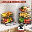Miyawell 3-Tier Rolling Pantry Cart with Wheels, Stackable Wire Storage Floor Organizer for Kitchen Pantry Snack Shelves, Fruit Basket Stand, Vegetable Storage Rack for Food Snacks Onion Potato