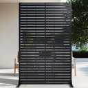 72" H Metal Outdoor Privacy Screen Freestanding Rustproof Louvered Fence Panel for Patio, Garden, Balcony, AC Unit Cover, Trash Can, Modern Decorative Divider