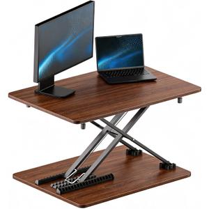 Standing Desk Converter, 25.16" 15.75" Height Adjustable Laptop Stand for Desk, Sit Stand Monitor Stand, No Assembly Required for Home and Office Use (Black) (Natural Wood), 23.6 inches x 13.7 inches x 15.7 inches