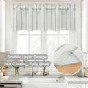 DriftAway Farmhouse Linen Lined Valance Double Layer Thermal Insulated Room Darkening Blackout Window Valances 3 Inch Rod Pocket Vertical Striped Kitchen Valance for Bathroom Single 52 x 18 Inch Gray