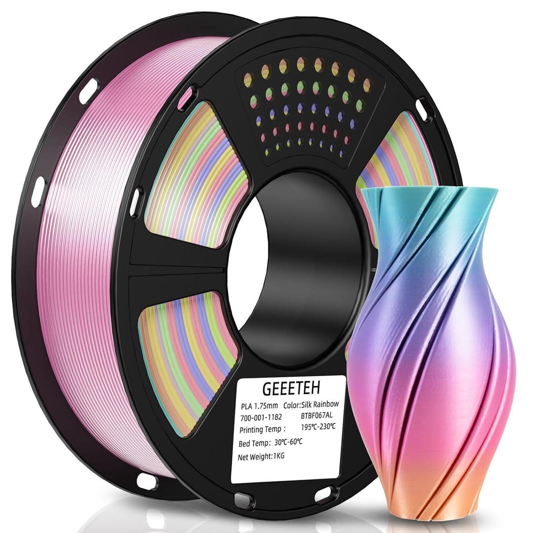 Geeetech Silk Rainbow PLA Filament 1.75mm, 3D Printer Multicolor Filament, Color Changing Filament 1kg (2.2lbs) 1 Spool, Dimensional Accuracy +/- 0.02 mm