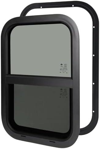 NOVINO RV Windows for Cargo Trailer, 15" W x 22" H RV Camper Cargo Trailer Windows Replacement, Vertical Sliding,Fit 15/16" or 1-3/8" Thick Wall,Allow Error 1/16”,DOT Approved