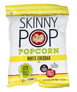 SkinnyPop Popcorn, White Cheddar, Whole Grain, Dairy-Free Snack, 4.4oz Bags (12ct), BBD 06/14/25