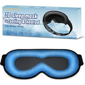 3D Cooling Sleep Mask Blackout-Gel Eye Mask for Cold Compress, Cooling Weighted Eye Mask for Sleeping, Zero Eye Pressure, Ice Cold Pack, Cold Compress for Puffy Eyes FSA HSA Eligible-Black