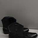 Alberto Fellini Men's Crocodile Prints Western Cowboy Boots with Side Zipper, Belt Buckle and Metal Chain (9.5, Black)