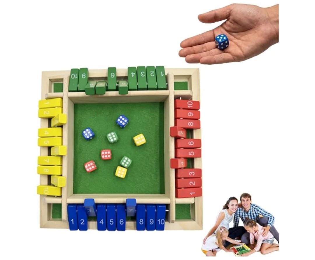 Shut The Box Dice Game,2-4 Player Family Wooden Board Table Math Games, 2026 Upgraded Wooden Dice Games for 2-4 Players, 8 Dices Classics Tabletop Version Games for Classroom,Home